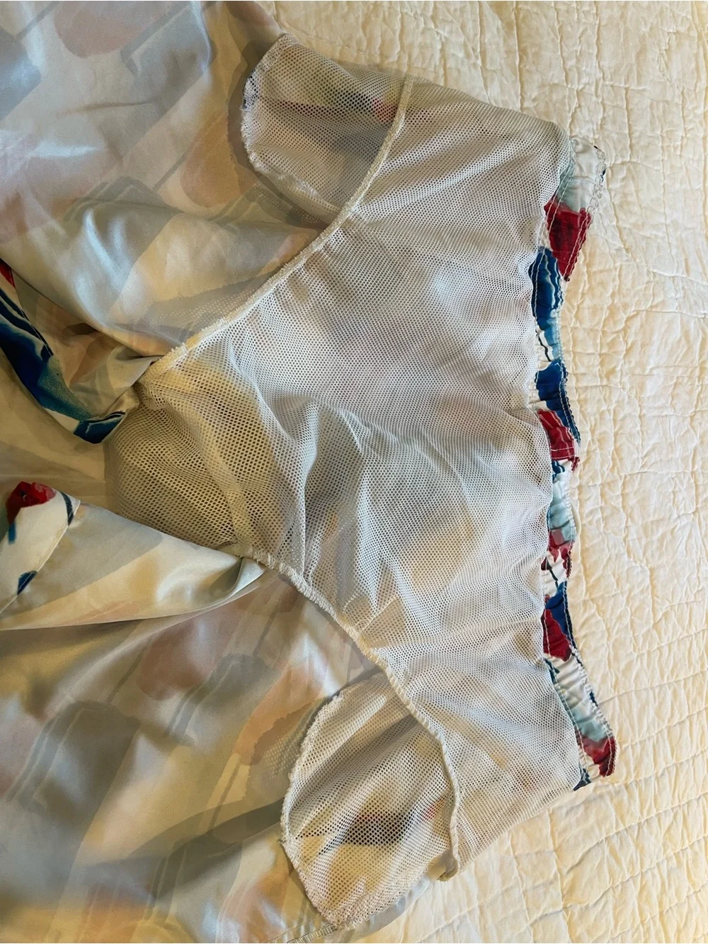 Arizona Jean Company White Swim Trunks with Red and Blue Popsicle Print